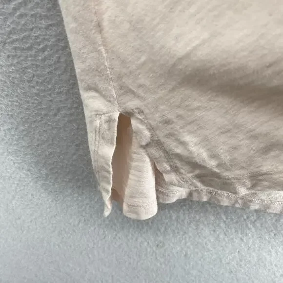 EILEEN FISHER Top M Slub Organic Cotton Jersey V-Neck Short Sleeve Light Pink - Picture 7 of 11